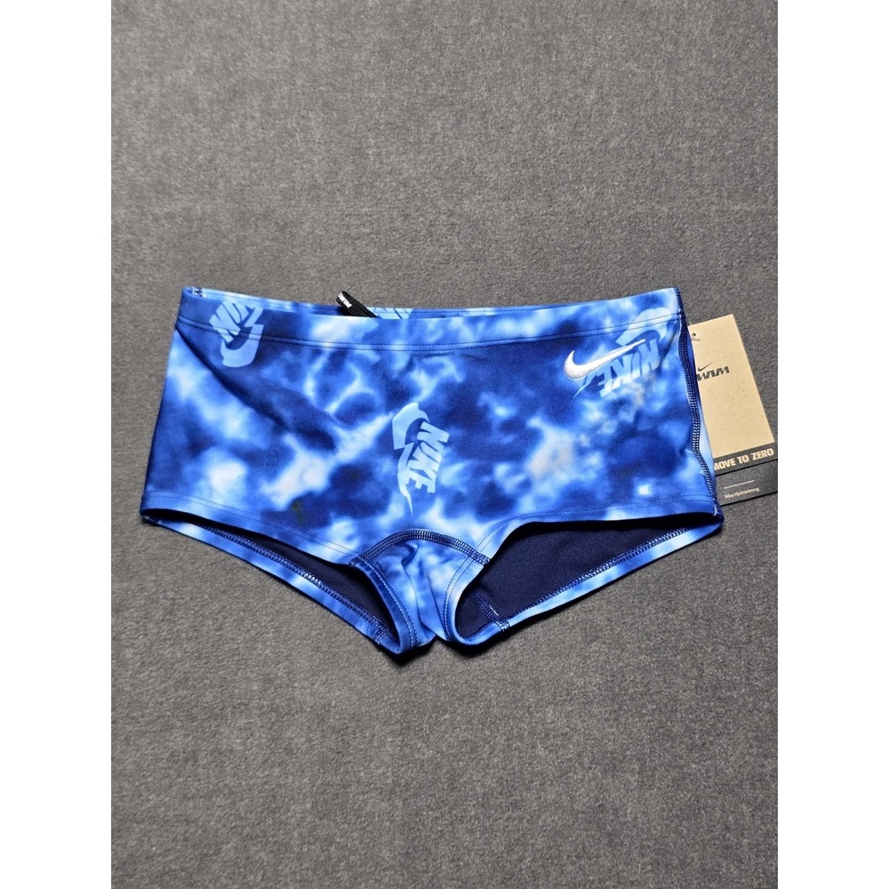 Nike Hydrastrong Swimsuit Bottoms Size 28 Blue Tie Dye Print Recycled Fibers NWT